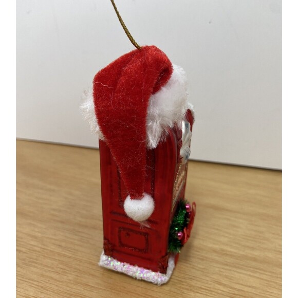 Silver Tree Letters to Santa Red Mailbox with Santa Hat Glass Holiday Ornament - Picture 4 of 6